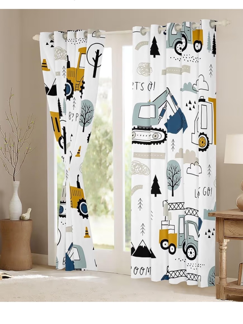 Construction Zone Darkening Drapes Curtains Window Treatment 52x96 (2 panels)
